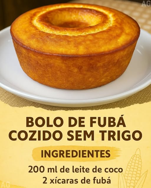 Bolo de fubá cozido sem trigo