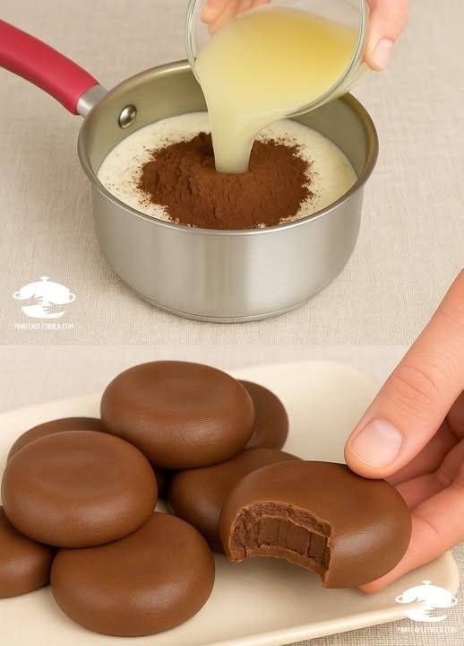 Biscoitinhos Cremosos de Chocolate Sem Forno