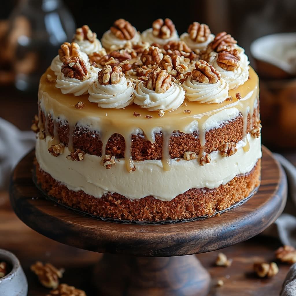 Bolo de Nozes com Recheio de Doce de Leite e Chantilly