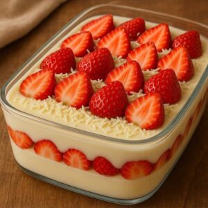 Doce de Leite Ninho com Morango na Travessa