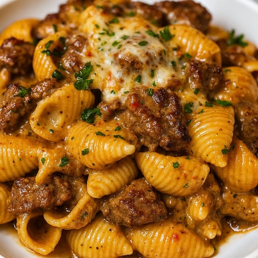 Macarrão Conchinha Cremoso com Carne