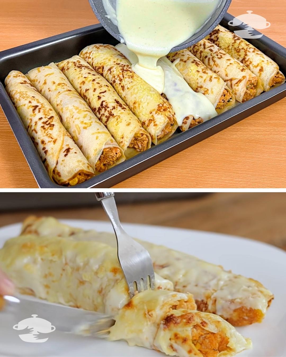 Panqueca de frango com Molho Branco