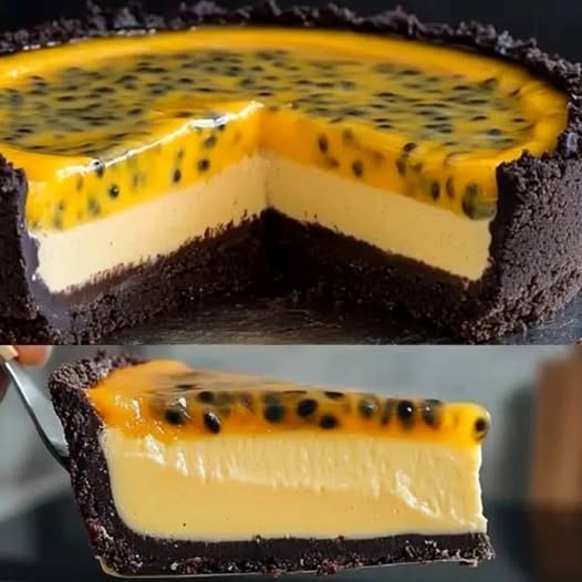 Torta de Maracujá com Base de Chocolate
