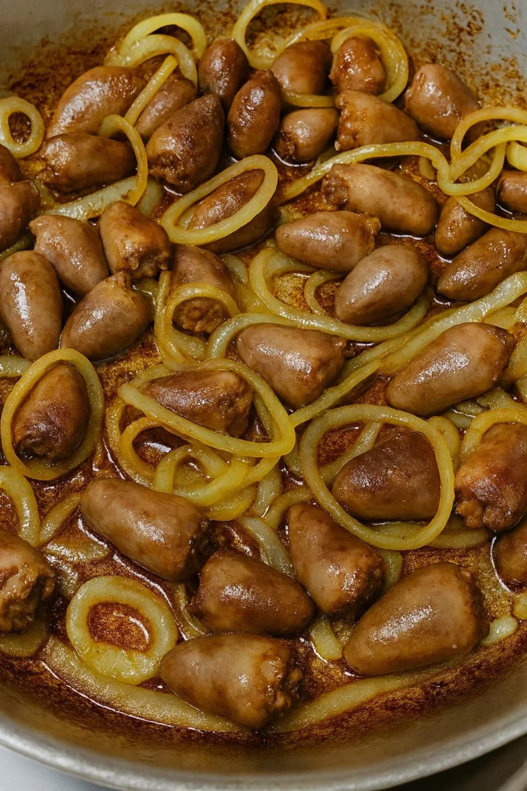 Coração de frango acebolado