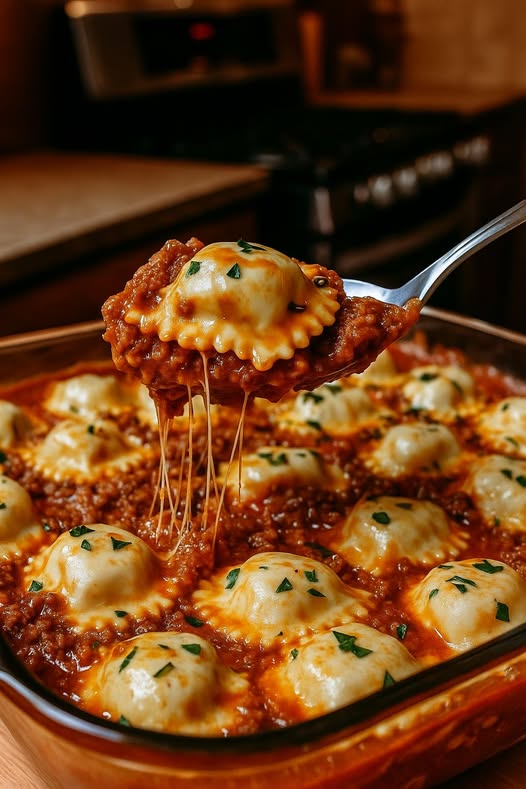 Ravioli de Carne Gratinado