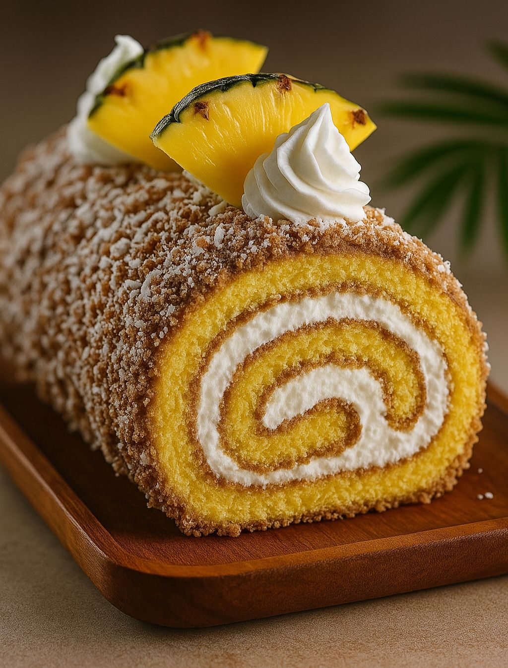 Rocambole de Abacaxi com Creme de Leite Ninho