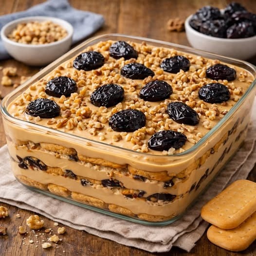 Pavê de Doce de Leite com Ameixa