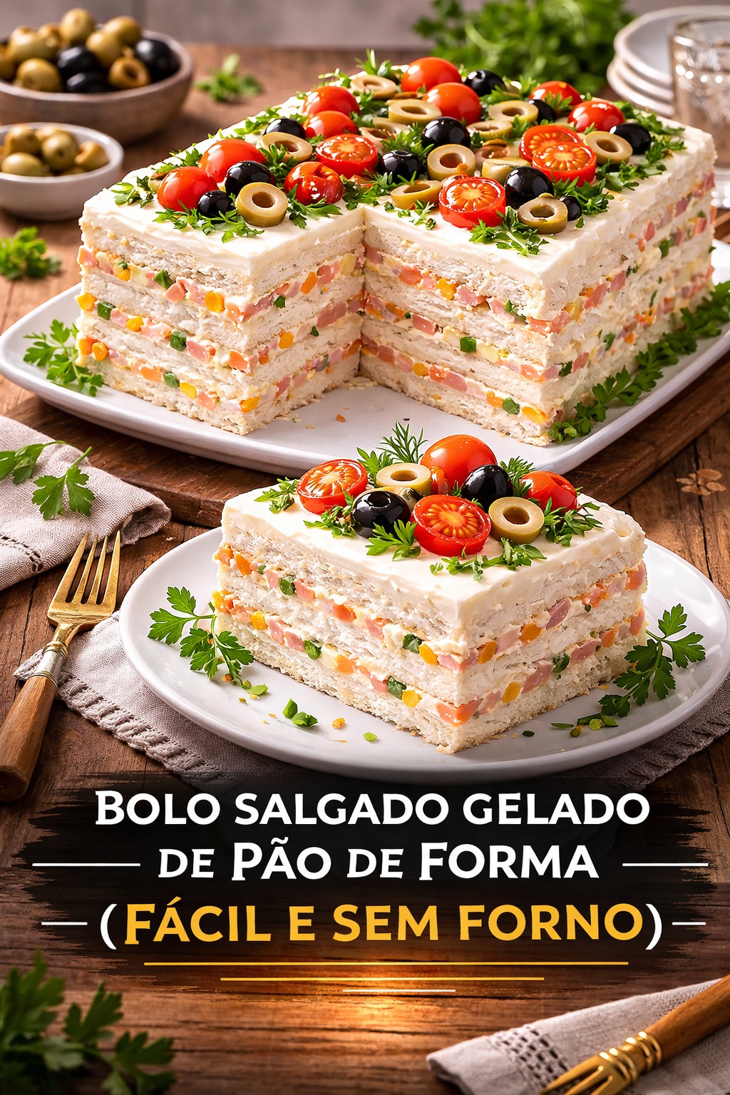 BOLO SALGADO GELADO DE PÃO DE FORMA