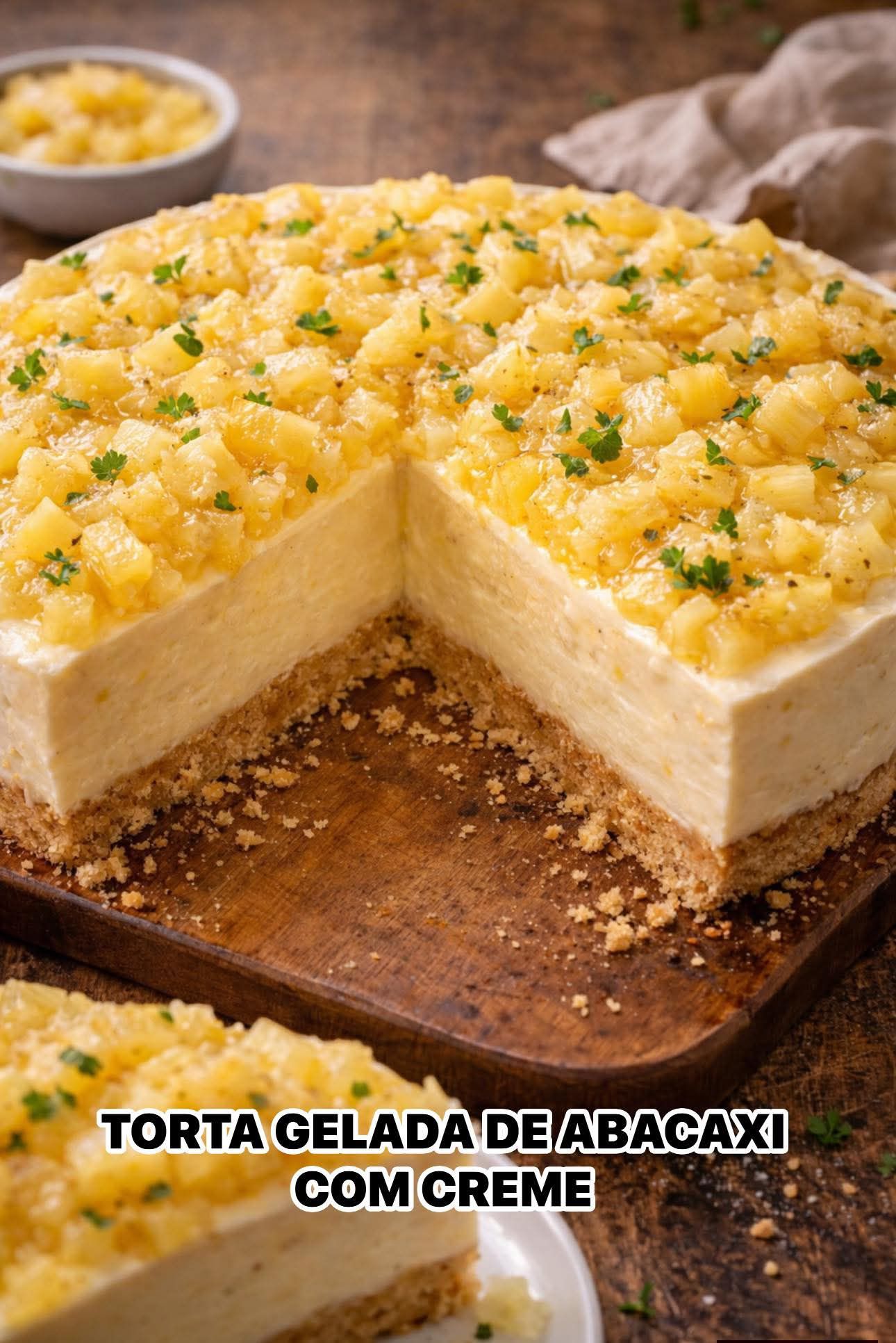 TORTA GELADA DE ABACAXI COM CREME