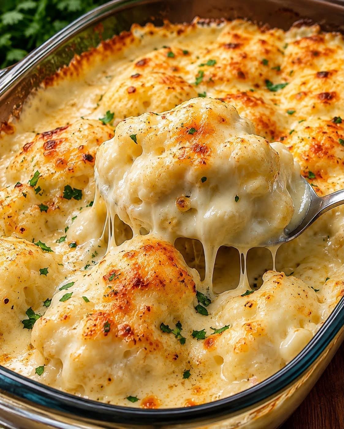 Couve-flor com Creme Branco e Queijo Gratinado