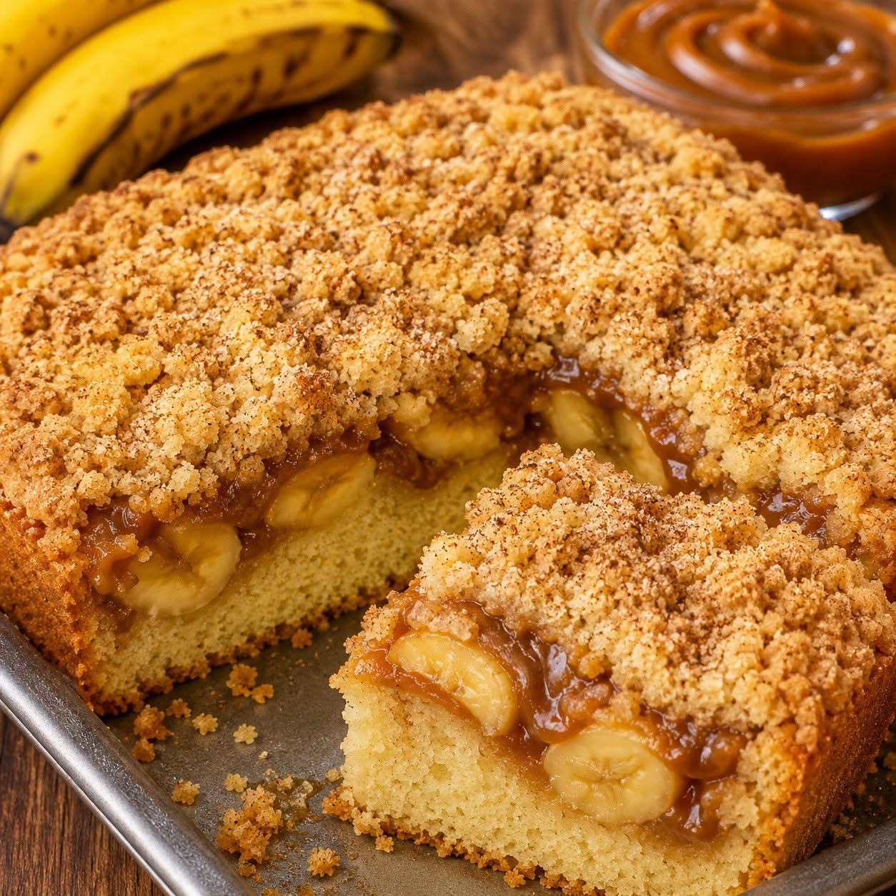 Cuca de Banana com Doce de Leite
