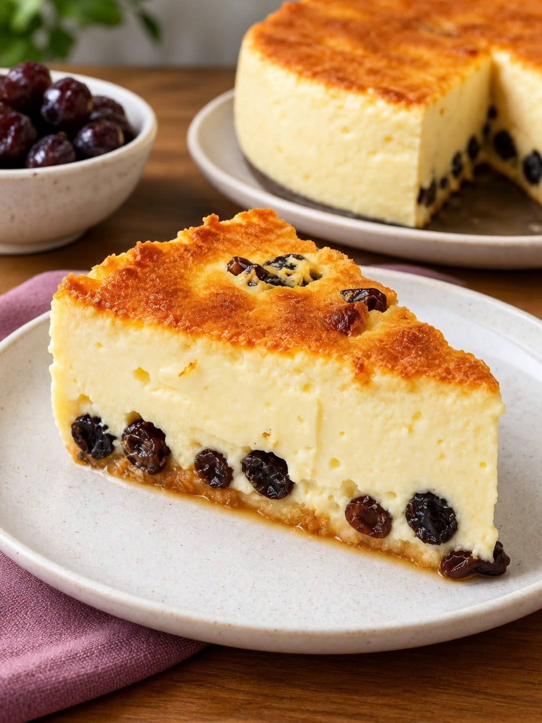 Torta de Ricota com Uva Passa
