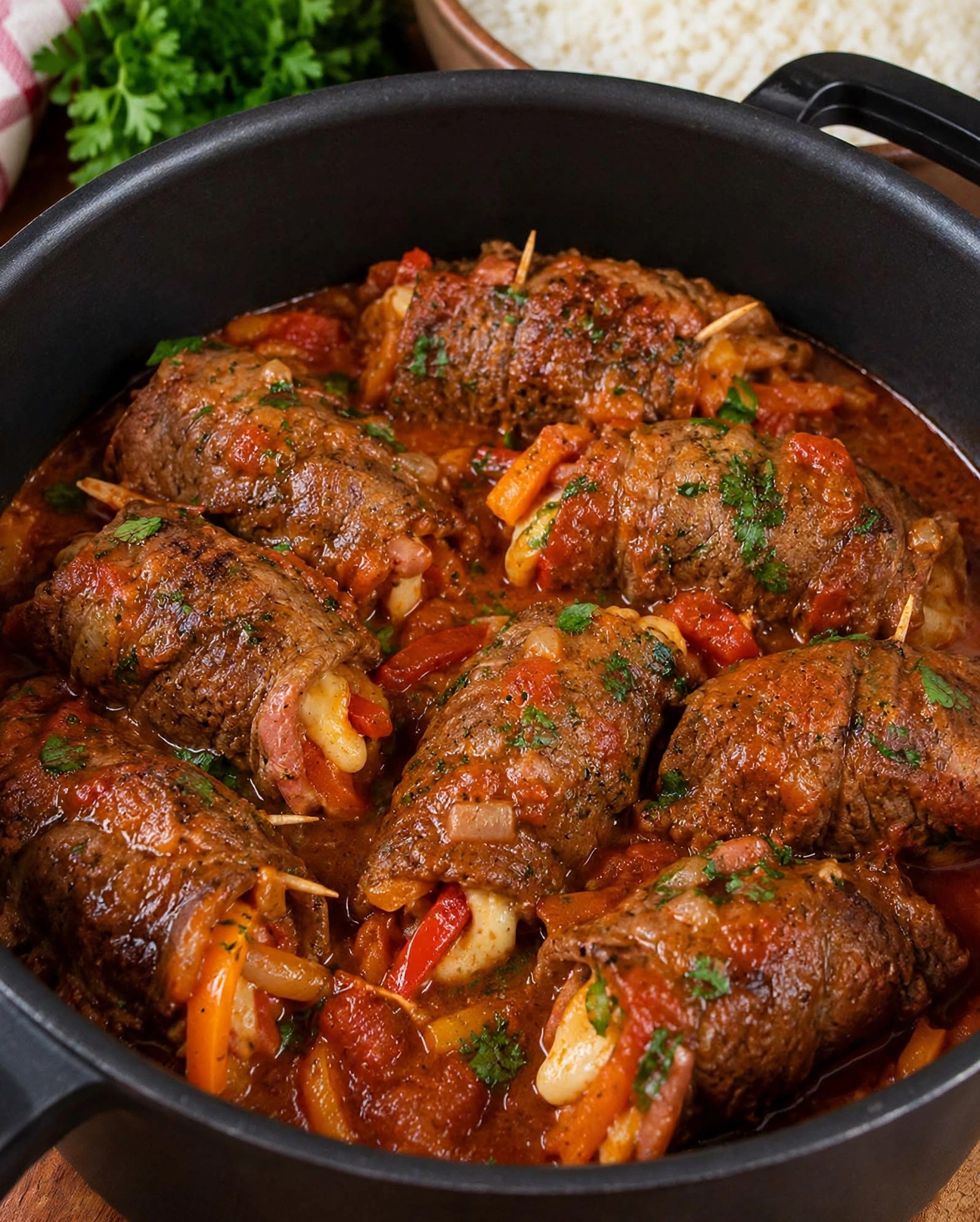 Bife à Rolê com Molho de Tomate