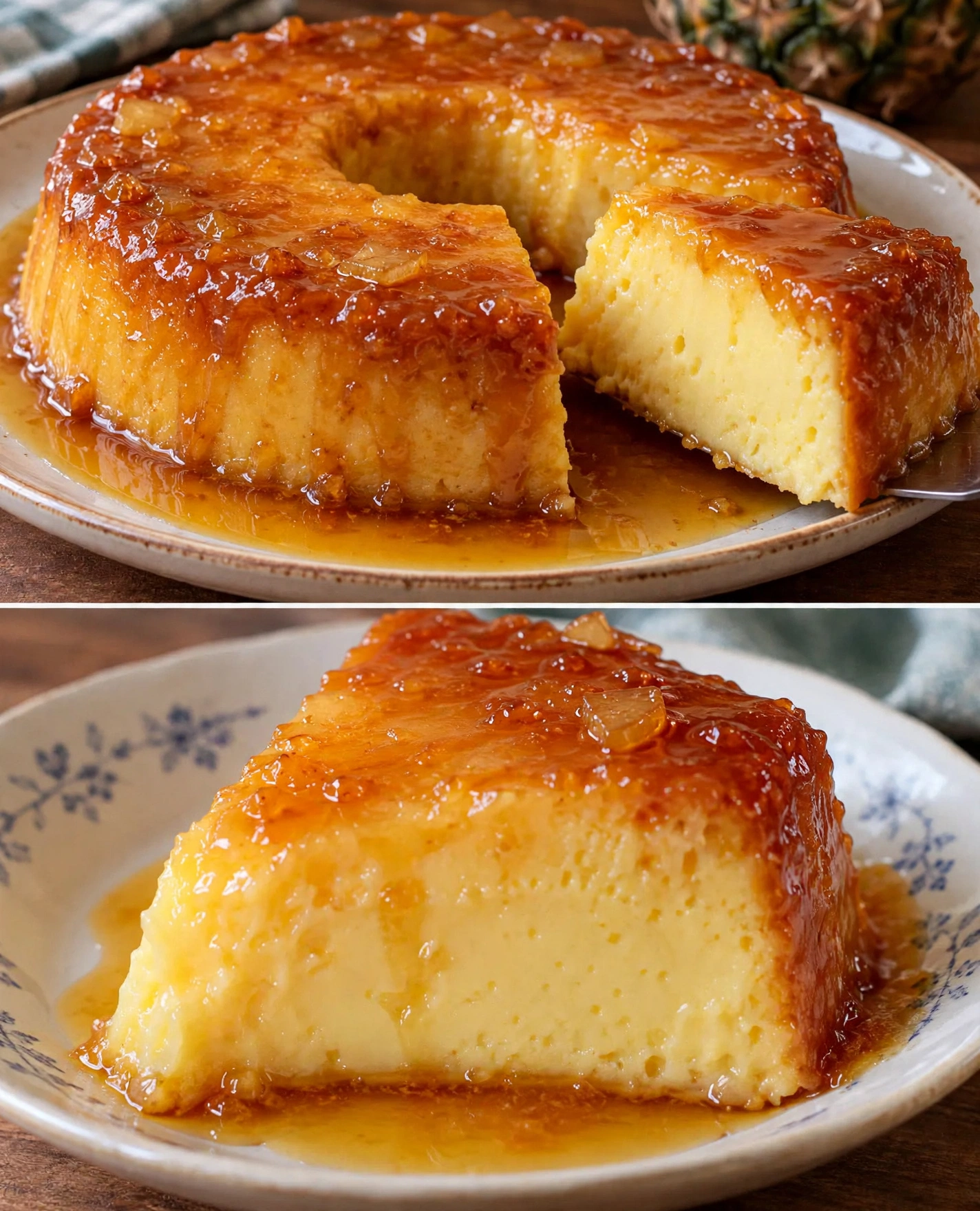 Pudim de Abacaxi em Calda Caramelizado