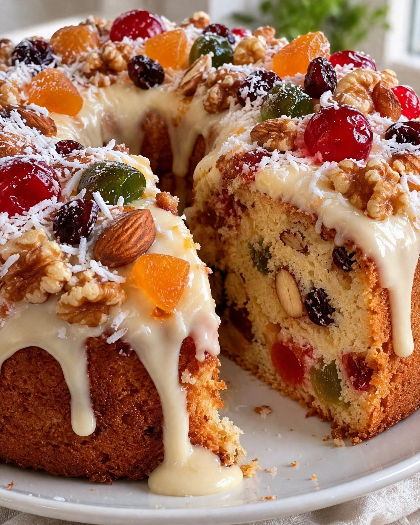 Bolo de Frutas com Cobertura Cremosa