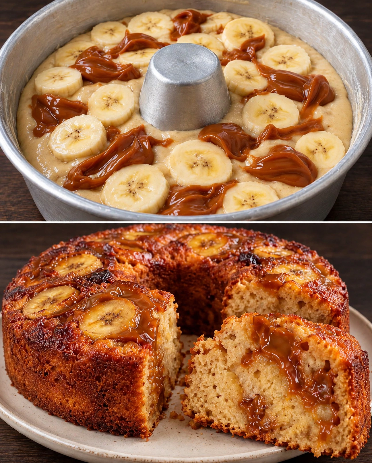 Bolo de banana com Doce de leite